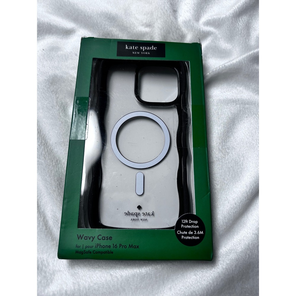 Kate Spade iPhone 16 Pro Max Wavy Case MagSafe Compatible Black Clear